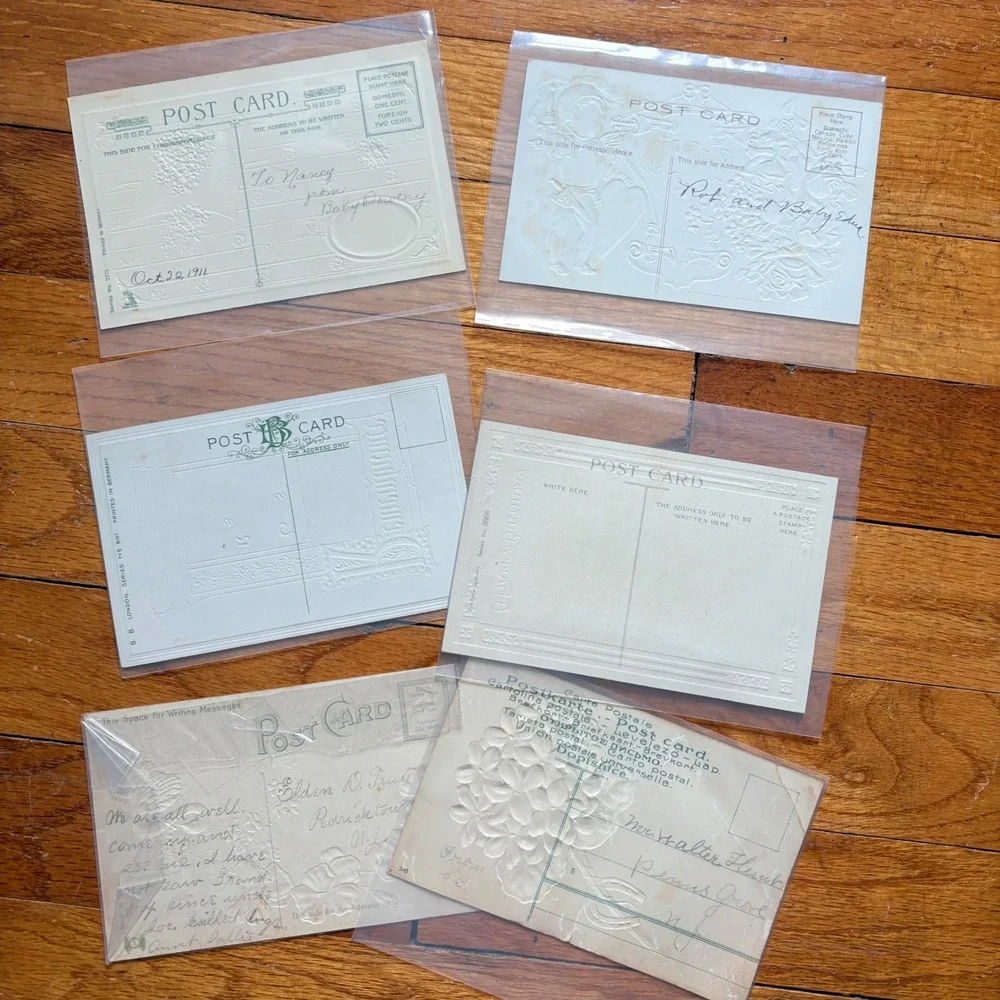 Vintage Antique Postcard Lot 6 Birthday Remembrance Floral Swan Embossed 1911
